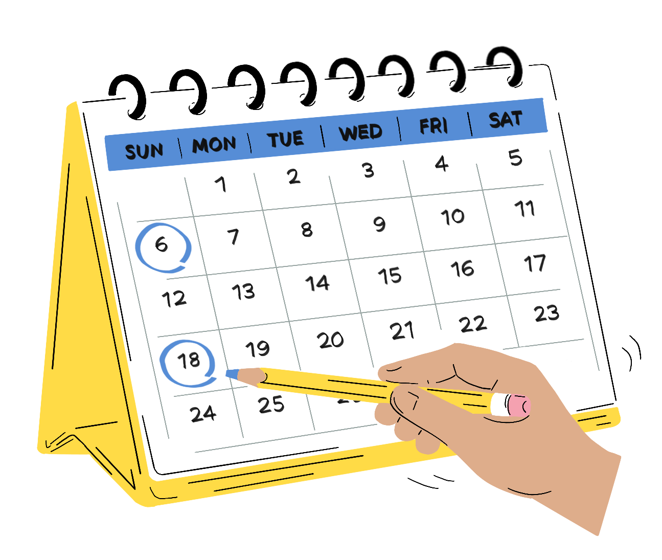 Calendar with marked dates